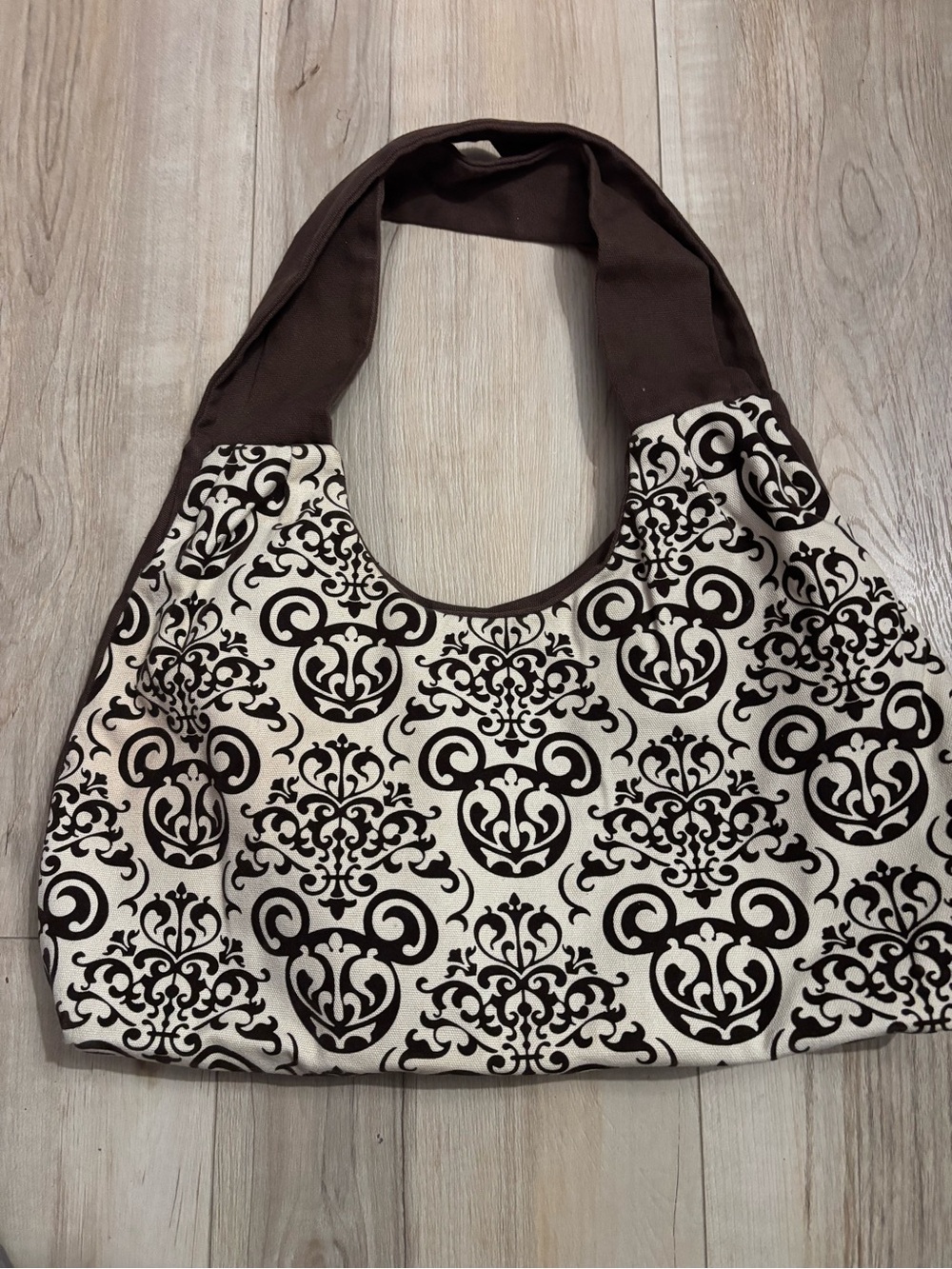 Disney Brown and Cream Damask Pattern Shoulder Bag